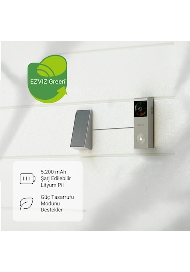 Ezvız Hp3 Pro 2k Görüntülü Kapı Zili+ Güneş Paneli