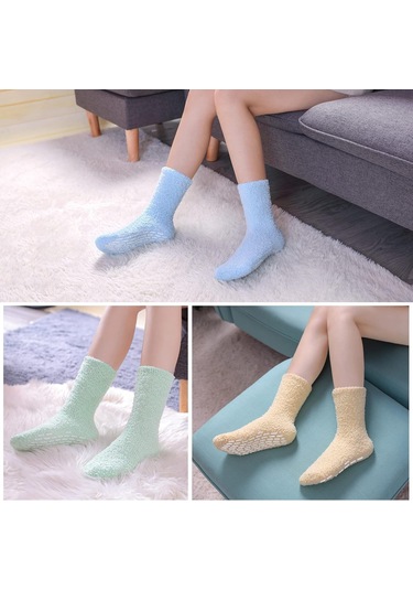 Ximistore9 Yumuşak Yünlü Ev Çorapları 5'li Set - Dizaynlı Kaymazsız Tabanlı Yoga Ve Gündelik Isınma Diğer