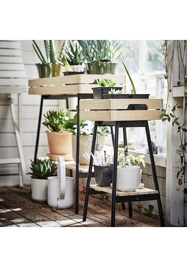 Çam Çiçeklik Natürel-Siyah Renk MeridyenDukkan 67 cm Saksılık Ev Dekorasyonu