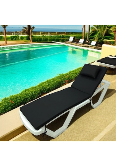 Kapella Lüks Şezlong Minderi Yastıklı 5cm Sünger Siyah 175 x 55 x 5 Siyah