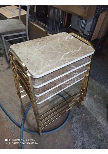 Zigon Sehpa Tepsi Zigon Model Sarı Nikelaj Kaplama Metal Ayaklı (540935697)