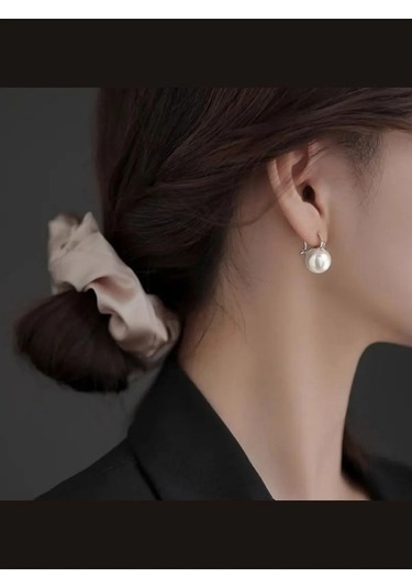 925 Ayar Gümüş 14 Mm İnci Küpe Gümüş