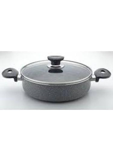 Arselon Granit Cam Kapaklı Basık Tencere 28 CM