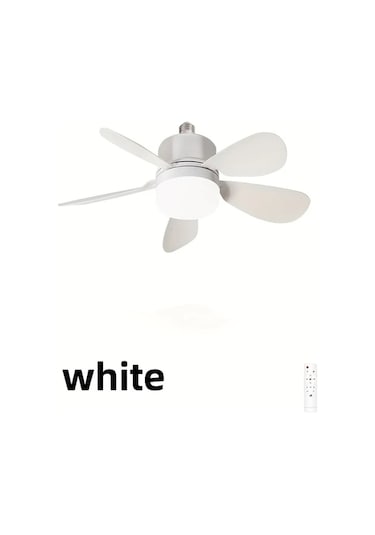 Xuweiwei Beyaz 1 Adet Modern Tavan Vantilatoru Isikli Uzaktan Kumandali 3 Hizli Sessiz E26 E27 Vidalı Fan Yatak Oturma Mutfak Icin 3 Renkli Karartma