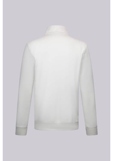 Hatemoğlu Beyaz Regular Fit Fermuarlı Yarım Balıkçı Yaka Pamuklu Sweatshirt 30243 Beyaz