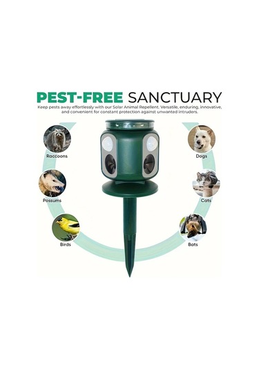 Motion003 1 Paket Güneş Enerjili Hayvan Kovucu 220 Algılama Çift Sensörlü Hareketli Led Flaş Alarm Su Geçirmez 2000mah Şarj Edilebilir
