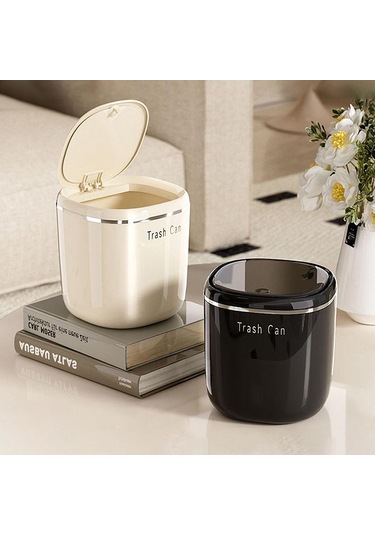 Mini Pres Çöp Kutusu Masaüstü Çöp Sepeti Ev Masası Plastik Atık Kutuları Ofis Malzemeleri Çöp Kutuları Çeşitli Eşyalar Kutusu Bej