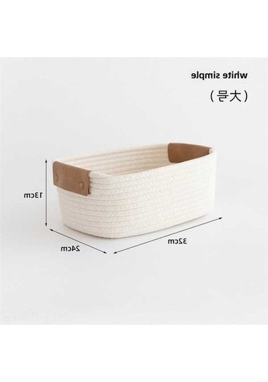 Besthome1 Organik Pamuk İpi Sepeti - 100l, Ev Dekoru, Kitap-elbise Saklama, Evcil Kullanım, Beyaz Örgü