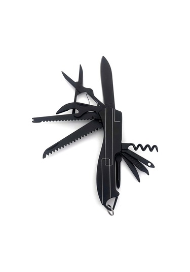 Valkyrie 11 Fonksiyonlu Kamp Cep Çakısı Multitool Siyah