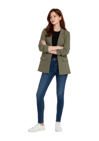 Kadın Ceket Broş Hediyeli Bat.55029 Haki