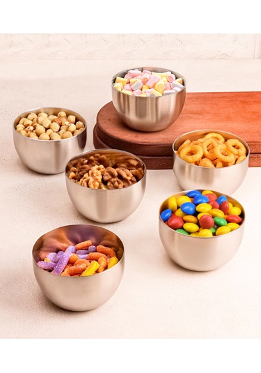 Steel&More Çelik Sosluk 6 Parça Çerezlik Seti - 9cm Gri