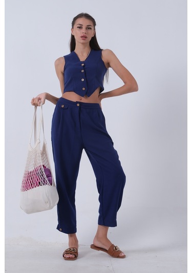 Feminist Saks Keten Yelekli Takım 0106321.26 001
