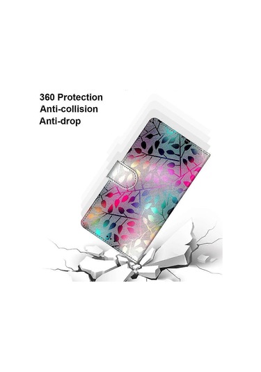 Oppo A5 2020 Boyalı Kapaklı Manyetik Kapatma Vitray Kılıf Çok Renkli