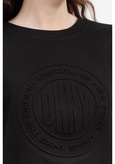 Embossed Medallion C Kadın Bisiklet Yaka Sweatshirt-siyah Siyah