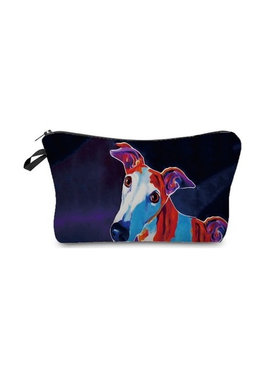 Unimarket Hz4516 Köpek Tote Köpek Kişiselleştirilmiş Yağlıboya Greyhound Baskı Taşınabilir Kadın Çocuk Kalem Kutusu Kadın Makyaj Çantası Yuıxa2