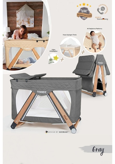 Kiwi Toody All İn One Katlanır Tekerlekli Sallanır Sabitlenir Anne Yanı Oyun Parkı Park Yatak Beşik