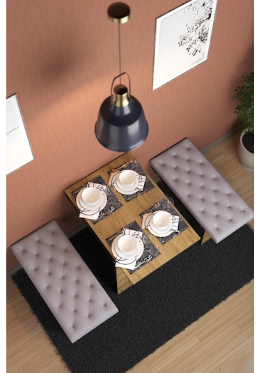 Açelya Döşemeli 2tabureli Duvara Monte Mutfak Masası