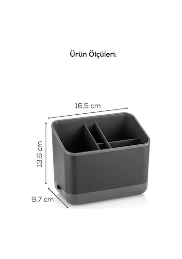 Vienev Tezgah Üstü Kaşık Düzenleyici 5 Bölmeli Organizer Kaşıklık Antrasit