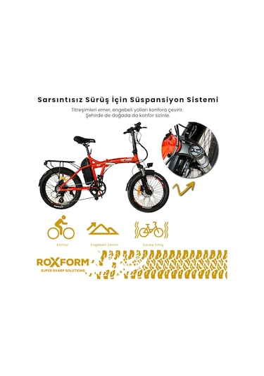 Roxform R-111 Elektrikli Katlanabilir Bisiklet 15ah Shimano Altus Hidrolik Fren Alüminyum Kadro Siyah