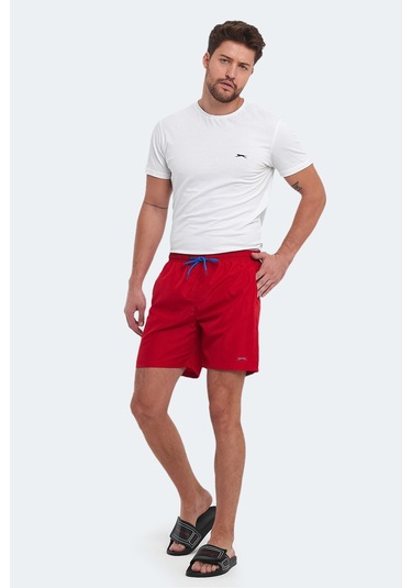 Slazenger Reno 2 Li Set Erkek Cepli Deniz Şortu Şort Gri - Kırmızı