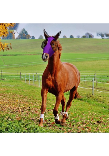 Vkemall Atkı Kuşaklı At Yüz Maskesi, Göz Ve Kulak Koruması, Nemlendirici Ağı, Evrensel Boy, Siyah