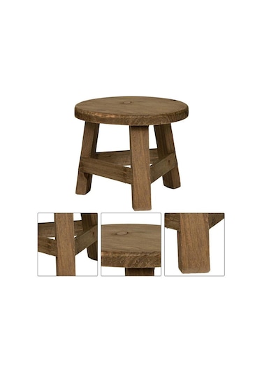 Mini Ahşap Tabure Ekran Standı Yuvarlak Çiçek Raf Bonsai Rafı Çok Fonksiyonlu Bahçe Saksı Yükseltici Tutucu Ev Dekorasyon İçin