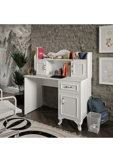Kznhome Kartopu Çalışma Masası, Bilgisayar Masası - Tamamı 1. Kalite Mdf Beyaz