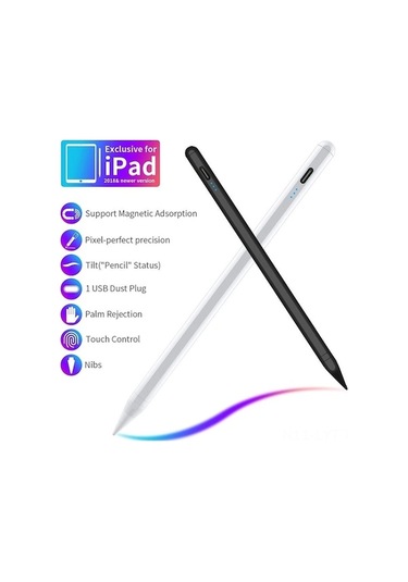 İos Uyumlu İçin Şık Ve Hafif Eğim Basınç Duyarlı Manyetik Kapasitif Kalem - Pil Göstergeli