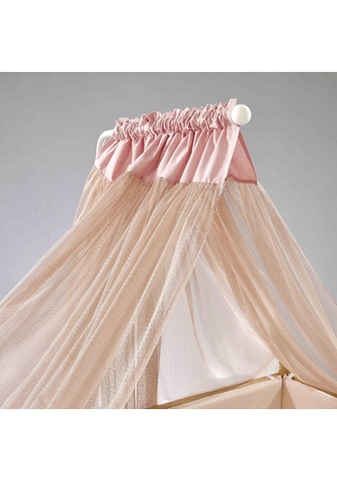 Meltem Kids Mondo Sallanır Ahşap Anne Yanı Beşik - 60x120 CM (Naturel-Pembe) Pembe