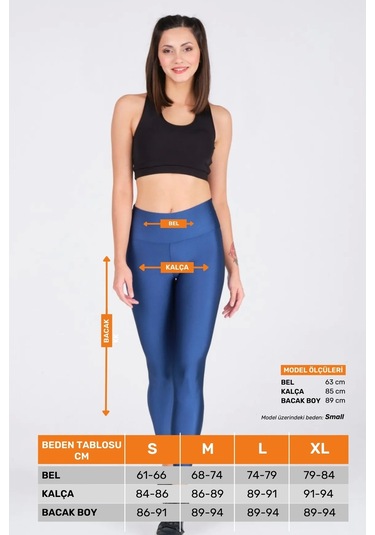 Enenstyle Fashıon Boutıque Kadın Konforlu Yeni Sezon Sporcu Modeli Yazlık Spor Taytı Fitness Gym Training Parlak Spor Tayt Mavi