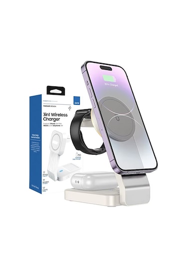 3in1 Magsafe Uyumlu 15w Kablosuz Şarj Standı İphone Ve Apple Watc