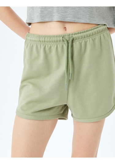 Koton Beli Bağcıklı Oversize Mini Şort Mınt 5sal40034ık Mint