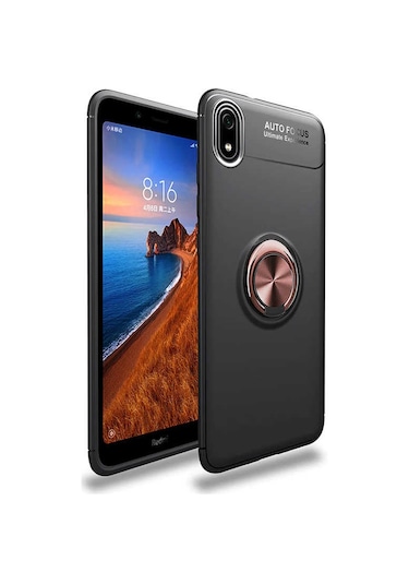 Xiaomi Redmi 7a Kılıf Zore Ravel Silikon Kapak Siyah-Rose Gold