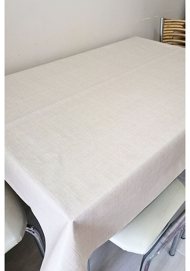 Altı Astarlı Muşamba Masa Örtüsü Kare Yuvarlak Dikdörtgen Krem