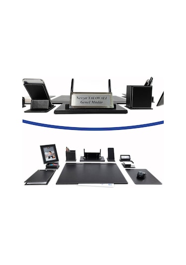 Prozenis Beylerbeyi İsimlikli Siyah Deri Sümen Takımı 10 Parça