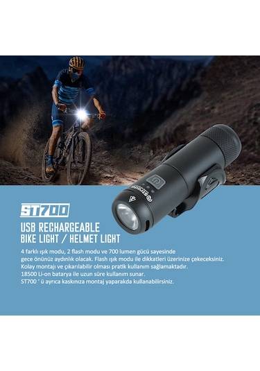 Stradacycles St-700 Lityum Şarj Edilebilir Ön Far