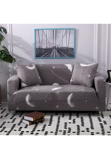 Wezone Kışbahar Lastikli Kumaş Koltuk Örtüsü Tam Kapama Antiparazit Koltuk Battaniyesi - Kar Beyazı Tüy Deseni, 190-230 Cm Üç Kişilik DiğER