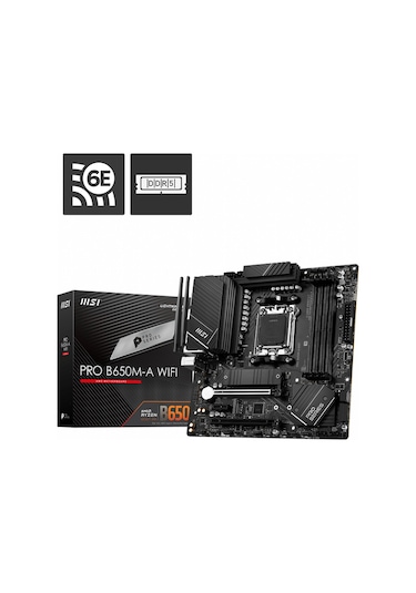 MSI PRO B650M-A WIFI AMD B650 6400 MHz (OC) DDR5 Soket AM5 mATX Anakart