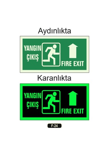 Fosforlu Yangın Çıkışı Fıre Exıt Yön Levhası