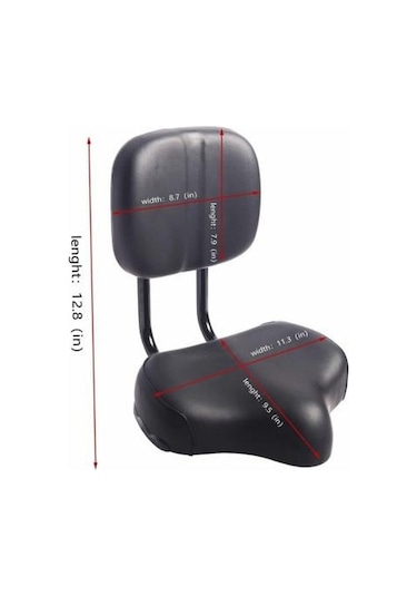 Sarissa Sırt Destekli Arkalıklı Ayarlamalı Geniş Elektrikli Bisiklet Selesi Koltuğu Siyah