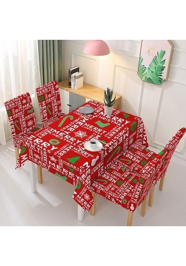 Xıxun Tek Streç Şenlikli Sandalye Sandalye Parça Örtüsü Örtüsü Noel Masa Masa Kırmızı Kılıfı Kılıfı Harfler Emici Dekorasyon Baskılı 180cm 140 Vp Kırmızı Kırmızı