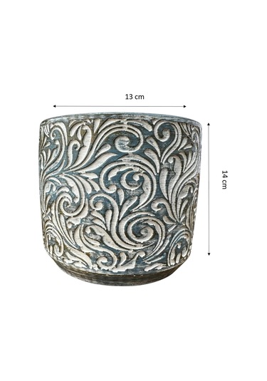 Bitki Tasarımı Ev Dekorasyon Mavi Eskitme Çiçek Desen Beton Saksı Çiçeklik Saksılık