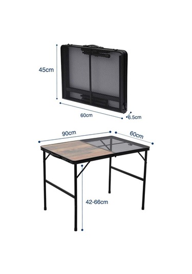 Madfox Eazy Katlanır Kamp Masası Izgaralı Ahşap Kahverengi