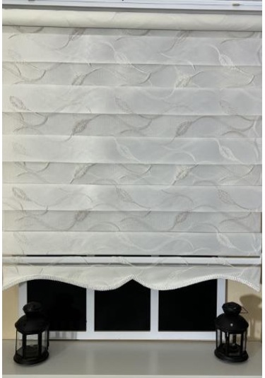 Storburada Zebra Stor Nakışlı Ekru Etek Dilimli St 123 Ekru