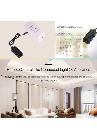 Xindoker Am2301 Sıcaklık Ve Nem Sensörü İle Akıllı Cihaz Kontrolü, Ewelink Uyumlu, Th10/th16 İle Kullanım