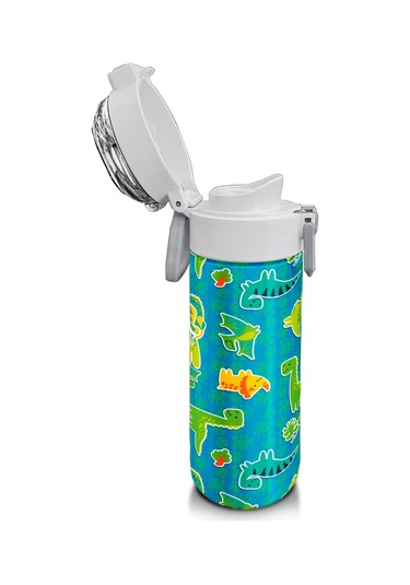 Coral High Kids Mavi Yeşil Dinozor Desenli Pipetli Ve Direkt İçim Çelik Termos 500 Ml 31798 Mavi