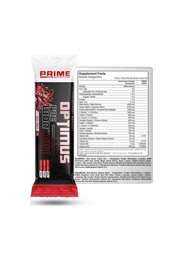 Prime Nutrition Optimus Pre-workout 14 Gram Tek Kullanımlık - Red Fruit