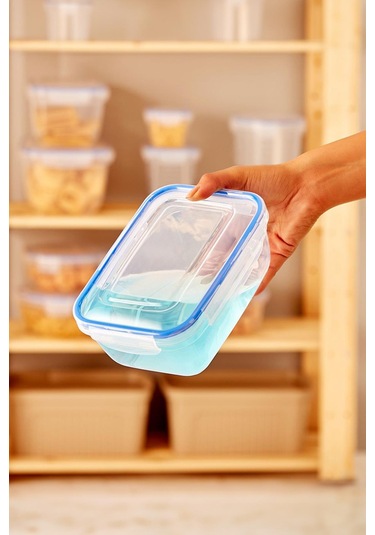 Dikdörtgen 10 Parça Contalı Vakumlu Sızdırmaz Hava Almaz Saklama Kabı Seti 2x 4000/2300/1400/900/400 Ml Şeffaf - Beyaz