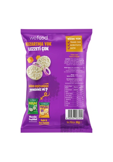 Wefood Peynir & Soğanlı Patlak Cipsi 60 G 15'li 8683347037674