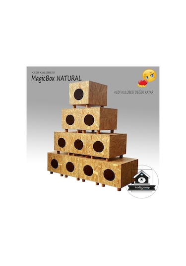 Kedi Kulübesi Magicbox V Vernik Korumalı Ahşap Kedi Evi 36 x 32 x 37 CM